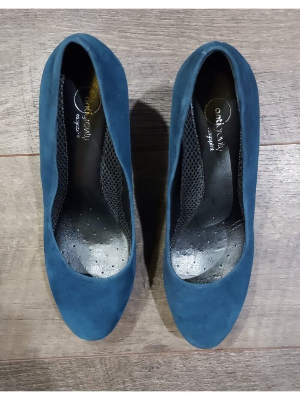 Shoes Easy Spirit Blue Suede 3 Inch High Heel Pumps Anti Gravity USA Size 7.5 - Picture 5 of 13